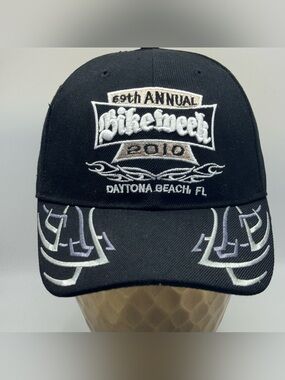69th Annual Bike Week 2010 Daytona Beach FL Black Adjustable Embroidered hat